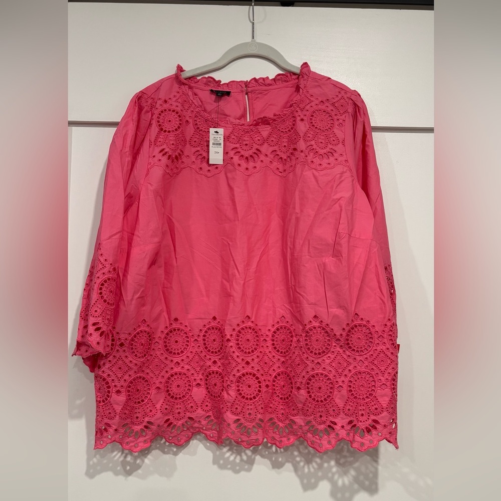 Talbots 3xp nwt Pink Lace Trim Women's Top